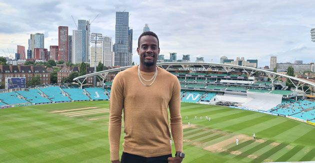 Shakeem Clarke visits his father’s Kia Oval bar