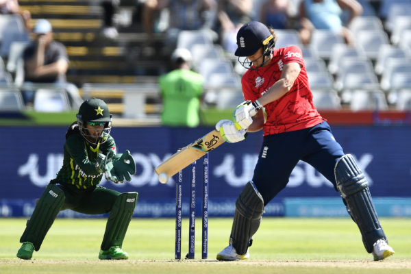 CAPE TOWN, SOUTH AFRICA - FEBRUARY 21: Nat Sciver-Brunt of England during the ICC Women's T20 World Cup match between England and Pakistan at Newlands Cricket Ground on February 21, 2023 in Cape Town, South Africa. (Photo by Ashley Vlotman/Gallo Images)