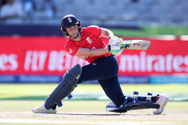 CAPE TOWN, SOUTH AFRICA - FEBRUARY 21: Nat Sciver-Brunt of England plays a shot during the ICC Women's T20 World Cup group B match between England and Pakistan at Newlands Stadium on February 21, 2023 in Cape Town, South Africa. (Photo by Jan Kruger-ICC/ICC via Getty Images)