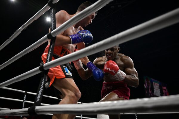 England's Dan Azeez (R) competes with France's Thomas Faure (L) during their International Heavyweight bout, in Paris on March 11, 2023. (Photo by Franck FIFE / AFP) / The erroneous mention[s] appearing in the metadata of this photo by Franck FIFE has been modified in AFP systems in the following manner: [England's Dan Azeez] instead of [France's Tony Yoka], and [France's Thomas Faure] instead of [Cameroonian-born France's Carlos Takam] . Please immediately remove the erroneous mention[s] from all your online services and delete it (them) from your servers. If you have been authorized by AFP to distribute it (them) to third parties, please ensure that the same actions are carried out by them. Failure to promptly comply with these instructions will entail liability on your part for any continued or post notification usage. Therefore we thank you very much for all your attention and prompt action. We are sorry for the inconvenience this notification may cause and remain at your disposal for any further information you may require. (Photo by FRANCK FIFE/AFP via Getty Images)