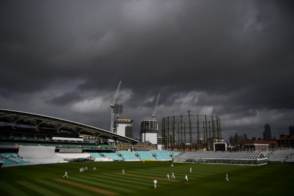 LONDON, ENGLAND - MARCH 30: A general view of play during the Pre-Season Friendly match between Surrey and Middlesex at The Kia Oval on March 30, 2023 in London, England. (Photo by Alex Davidson/Getty Images for Surrey CCC)