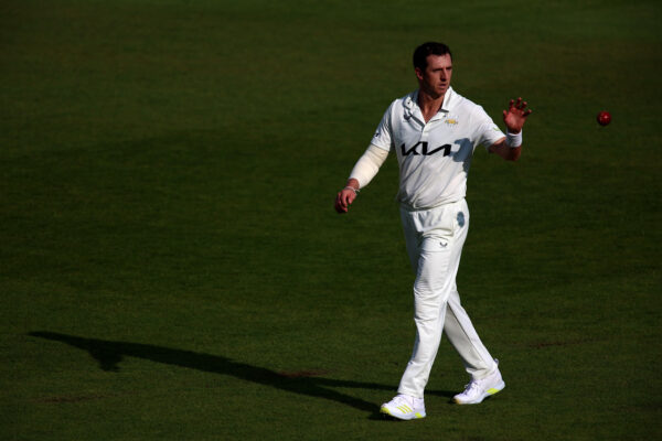 Surrey v Hampshire - LV= Insurance County Championship LONDON, ENGLAND - APRIL 15: Dan Worrall of Surrey in action during the LV= Insurance County Championship Division 1 match between Surrey and Hampshire at The Kia Oval on April 15, 2023 in London, England. (Photo by Ben Hoskins/Getty Images for Surrey CCC)