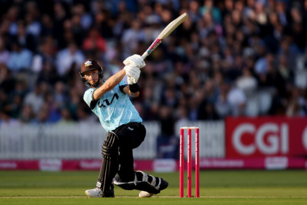 LONDON, ENGLAND - MAY 25: Tom Curran of Surrey bats during the Vitality Blast match between Middlesex and Surrey at Lord's Cricket Ground on May 25, 2023 in London, England. (Photo by James Chance/Getty Images)