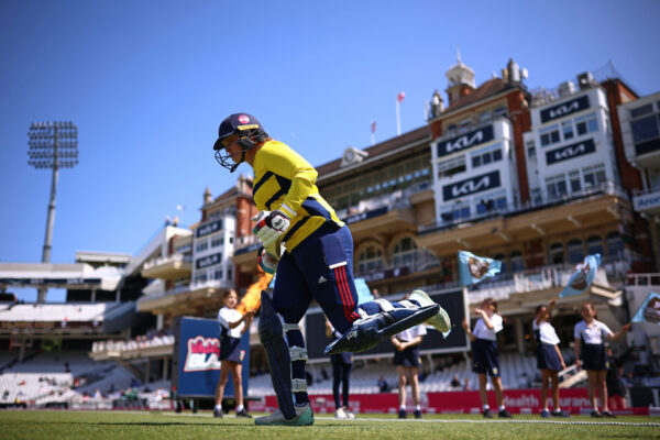 South East Stars v Northern Diamonds - Charlotte Edwards Cup LONDON, ENGLAND - MAY 26: Bryony Smith of South East Stars runs out to bat during the Charlotte Edwards Cup match between South East Stars and Northern Diamonds at The Kia Oval on May 26, 2023 in London, England. (Photo by Ben Hoskins/Getty Images for Surrey CCC)