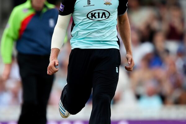 Surrey v Worcestershire Rapids - Natwest T20 Blast Quarter Final LONDON, ENGLAND - AUGUST 02: Matt Dunn of Surrey celebrates taking a wicket during the Natwest T20 Blast Quarter Final match between Surrey and Worcestershire Rapids at The Kia Oval on August 2, 2014 in London, England. (Photo by Ben Hoskins/Getty Images)