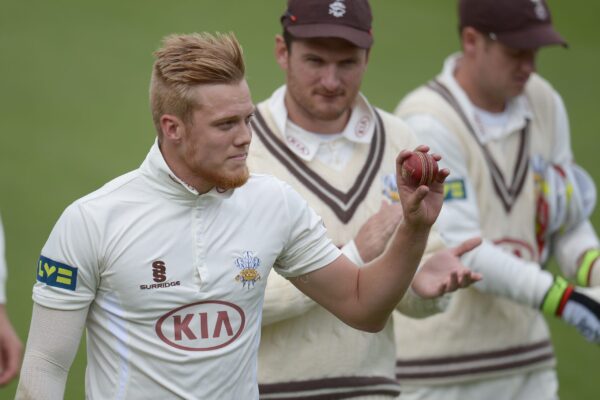 Cricket - LV= County Championship - Division Two - Day Three - Surrey v Essex - Kia Oval Surrey's Matthew Dunn celebrates his five wicket haul in the first innings against Essex
