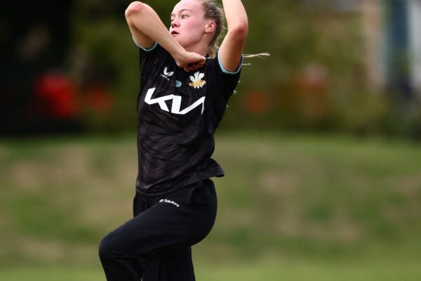 Surrey Women v Lancashire Women - Metro Bank One Day Cup BECKENHAM, ENGLAND - SEPTEMBER 07: Alexa Stonehouse of Surrey bowls during the Metro Bank One Day Cup match between Surrey Women and Lancashire Women at The County Ground Beckenham on September 07, 2025 in Beckenham, England. (Photo by Ben Hoskins/Getty Images for Surrey CCC)