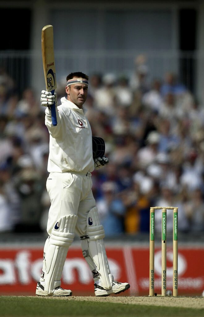 Graham Thorpe of England celebrates